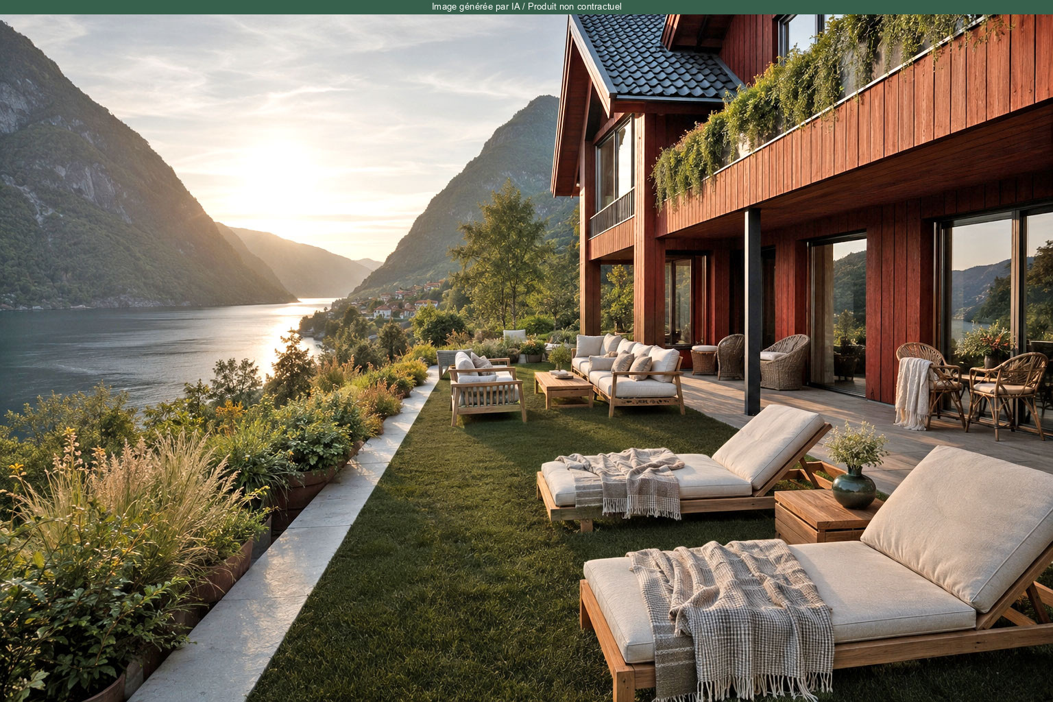 Gazon Fjord - 55mm dans un aménagement extérieur chic et confortable style nordique