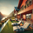 Gazon synthétique Fjords - 55 mm - Terrasse bain de soleil - image générée par IA